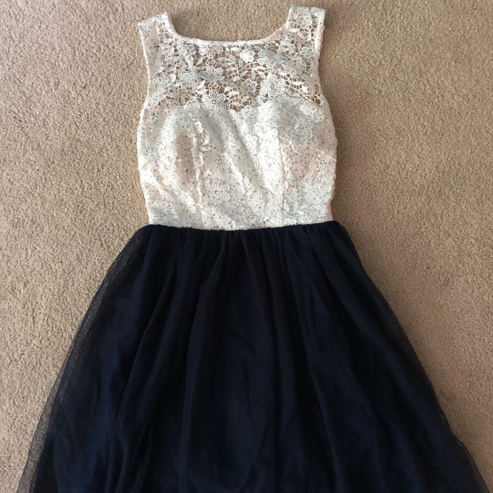 Sequin lace and blue party dress